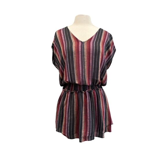 NEW Rails Lucca Linen Vertical Brava Stripe Striped Smocked Waist Mini Dress Med - Picture 7 of 12